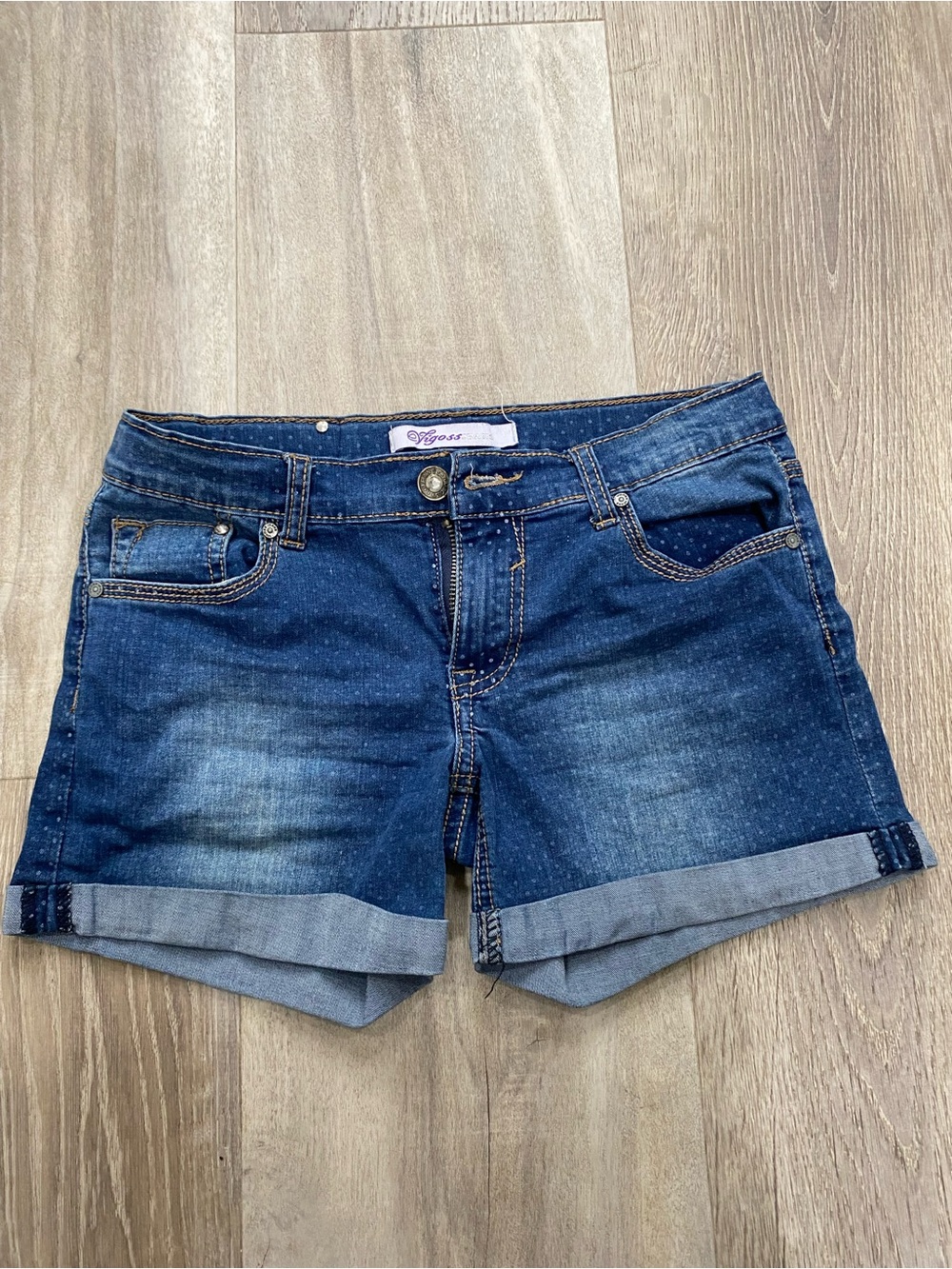 Vigoss Dark Blue Cuffed Denim Shorts